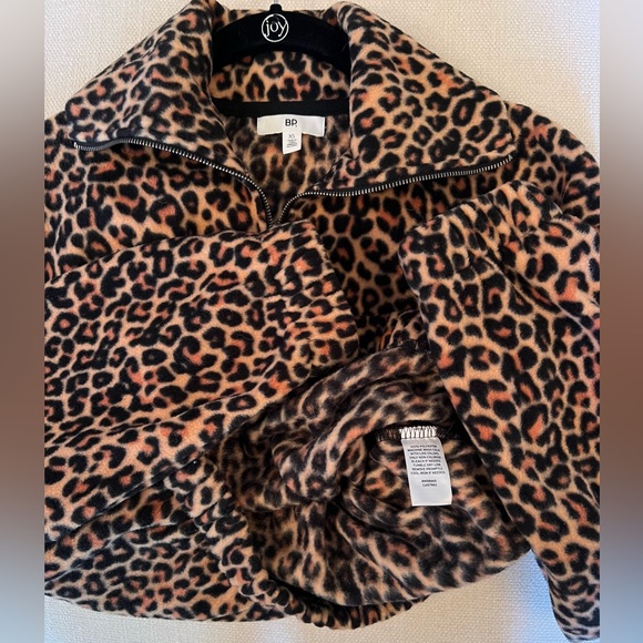 BP Quarterzip Leopard Animal Print Fleece Pullover Size XS NWOT - Picture 4 of 4